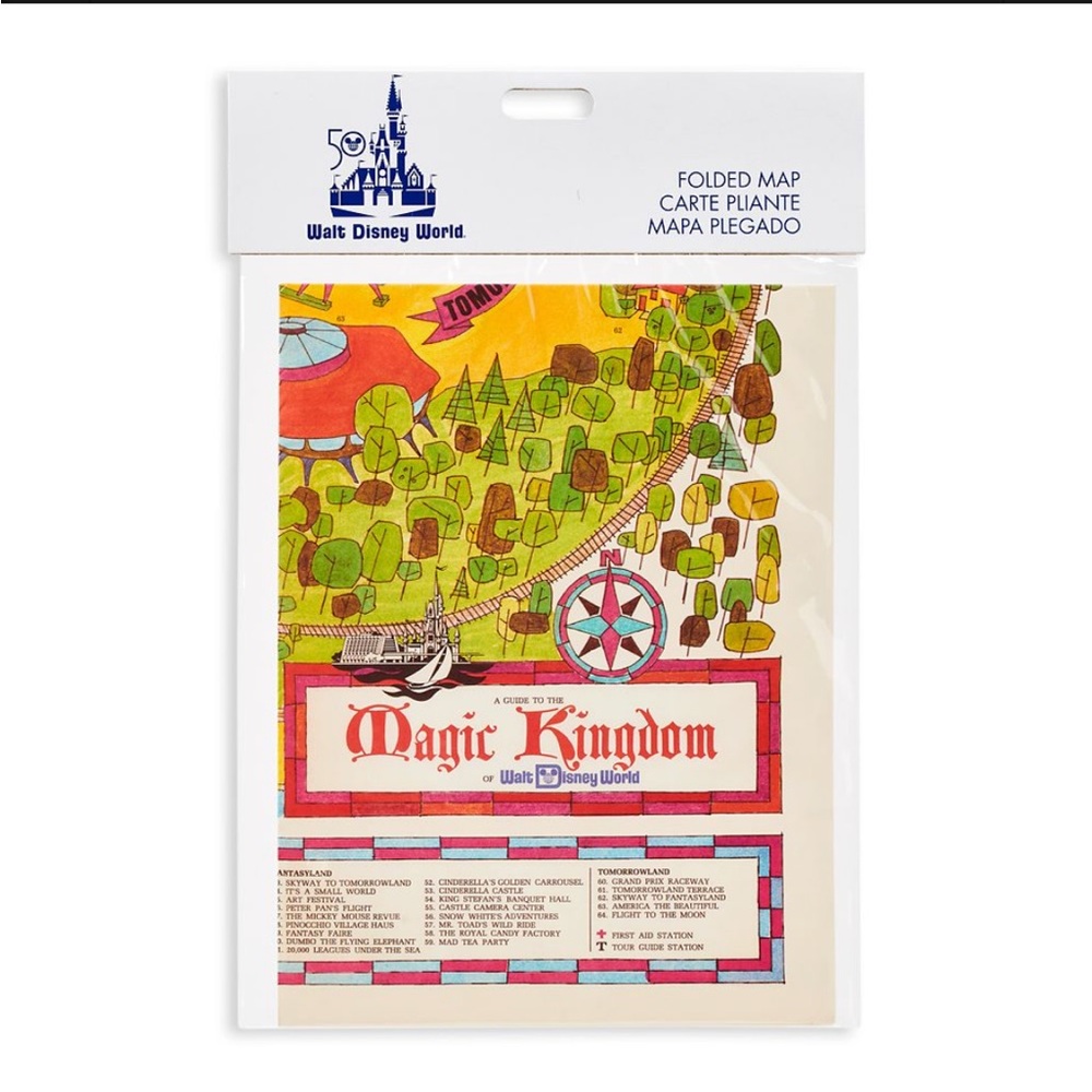 NWT Disney 50th Anniversary Vault Series Magic Kingdom Folded Paper Souvenir Map